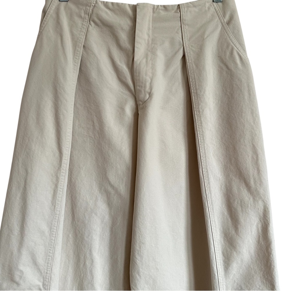 Zara Wide Leg Cargo Pants Beige Pleated High Rise Cotton Utility M - Picture 5 of 14